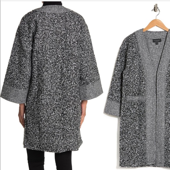 NWT Laundry by Shelli Segal Two Tone Boucle Knit Longline Cardigan - Picture 2 of 6